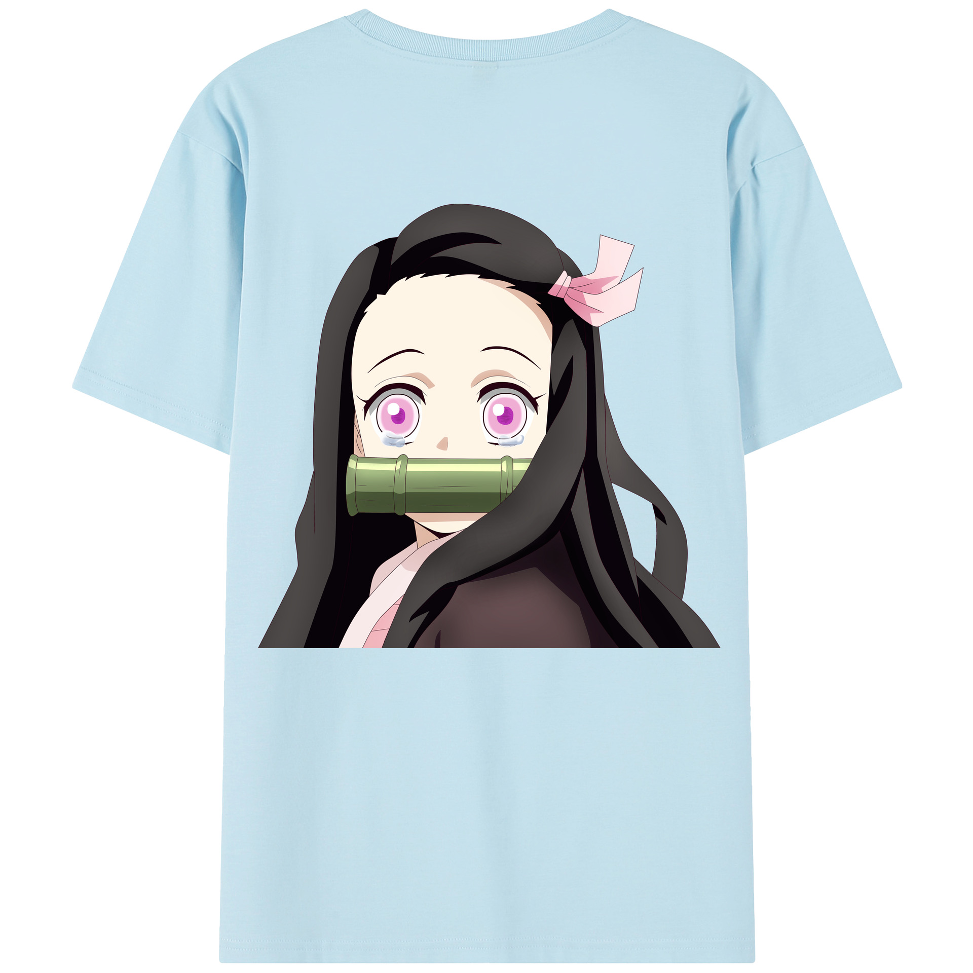 （画像用） 鬼滅の刃（きめつのやいば）竈門 禰󠄀豆子／かまど ねずこ Kamado Nezuko 綿100％半袖Tシャツ（背面プリント）
